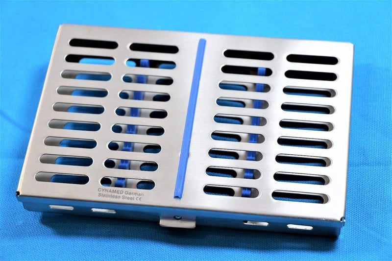 CYNAMED Premium German Dental Sterilization Cassette Autoclave Tray Rack Box 10 Instruments Blue - Image 5